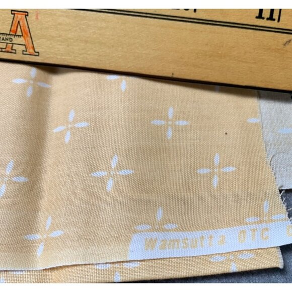 Vintage Wamsutta OTC Yellow Cotton Fabric 1/2 yard x 44" White Floral Pattern Se - Picture 3 of 6